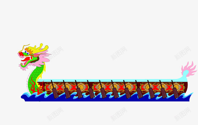 龙舟png免抠素材_88icon https://88icon.com 卡通 浪花 端午节 赛龙舟 龙舟