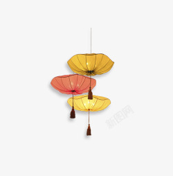典雅荷叶吊灯手绘中国风吊灯高清图片