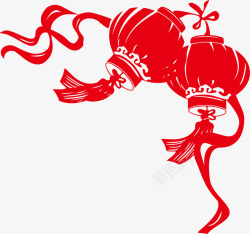 中国风灯笼装饰剪纸素材