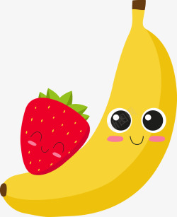 手绘香蕉和草莓素材