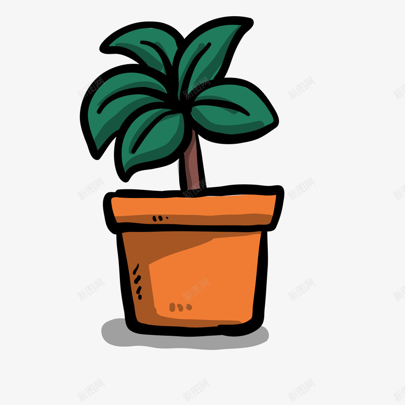 手绘盆栽植物png免抠素材_88icon https://88icon.com 卡通 小草 手绘 植物 盆栽 绿色 花店