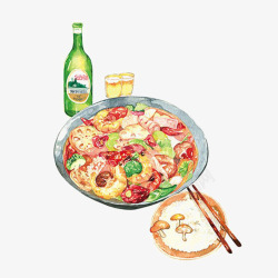 手绘麻辣香锅素材