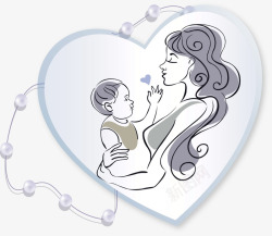 蓝色清新爱心母婴装饰图案素材