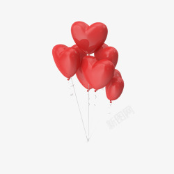 一堆心形气球红色素材