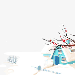 寒冷雪屋冬季雪景广告冬季小木屋高清图片