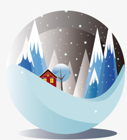 冬季山坡玻璃球雪景矢量图高清图片