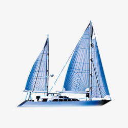 白色蓝色帆船旅游素材