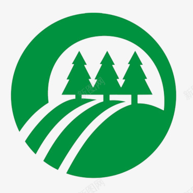 圆形绿色松树环保园林logo图标图标