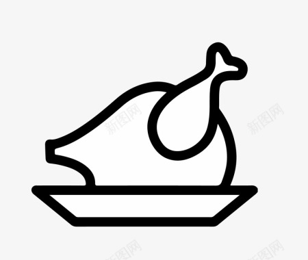 鸭肉鸡扁平图标图标