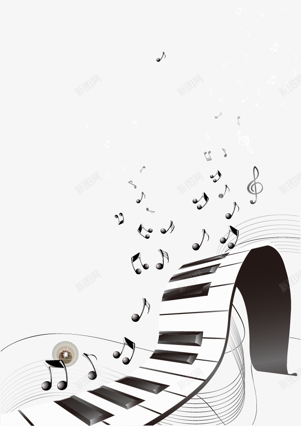 手绘钢琴矢量图ai免抠素材_88icon https://88icon.com 手绘 钢琴 音符 矢量图