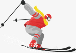 滑雪橇的男人红色衣服滑雪的人高清图片