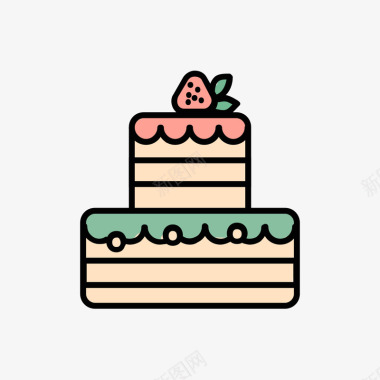 彩色手绘圆角蛋糕元素图标图标