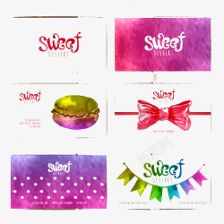 6款可爱甜点卡片矢量图素材