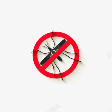 简约圆形禁止蚊子立体图标免图标