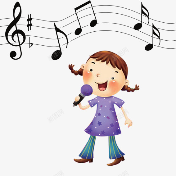 小女孩唱歌png免抠素材_88icon https://88icon.com 卡通小女孩 卡通小女孩唱歌 卡通麦克风 音乐 音符