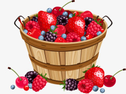 一桶水果草莓覆盆子素材