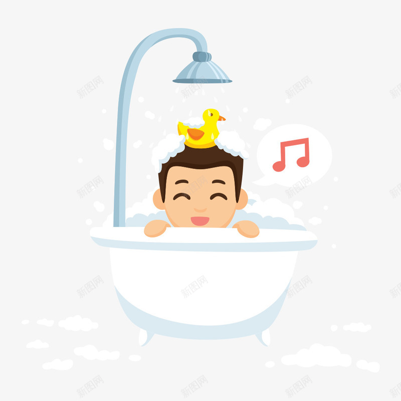 洗澡的男孩哼唱歌曲插画png免抠素材_88icon https://88icon.com 哼唱 唱歌 孩子唱歌 小黄鸭 微笑 插画 泡澡 洗澡 男孩 笑脸 音符