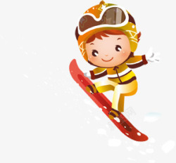 冬日卡通滑雪小孩素材
