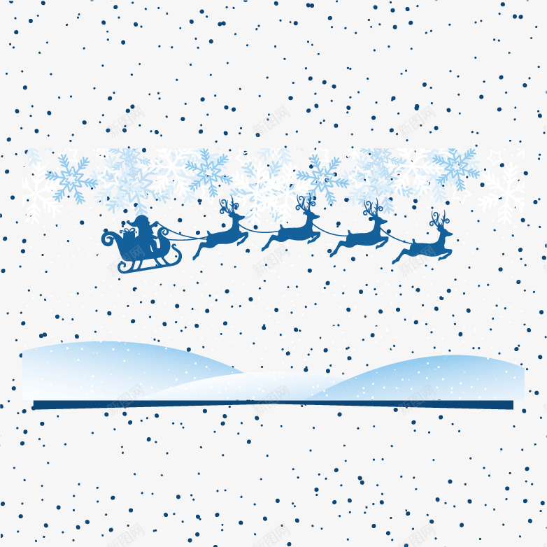 驯鹿拉车在天上png免抠素材_88icon https://88icon.com 免扣png素材 免费png素材 圣诞老人 圣诞车 蓝色波点背景 雪地 飞奔驯鹿 麋鹿车