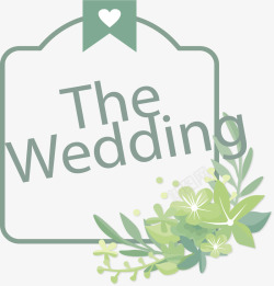 绿色花丛婚礼边框矢量图素材