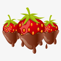 沾满巧克力的草莓插画素材