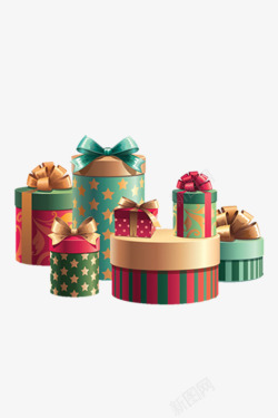 圣诞橱窗布置节日彩色礼盒装饰高清图片