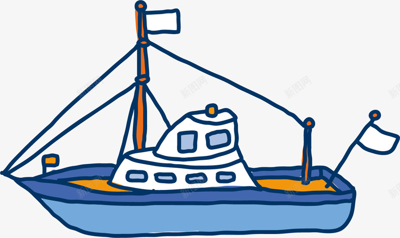 卡通蓝色帆船图png免抠素材_88icon https://88icon.com 卡通 帆船 手绘 木制 游艇 蓝色船帆 装饰 轮船