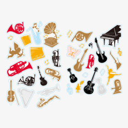 手绘乐器矢量图素材