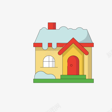 下雪的房子黄色小房子卡通图标矢量图图标