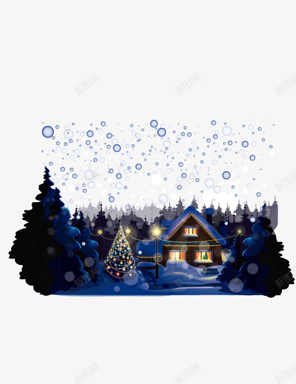 深蓝色灯光雪屋装饰png免抠素材_88icon https://88icon.com 圣诞树 屋子 树 深蓝色 灯光 装饰矢量图 雪屋