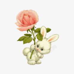 玫瑰花兔子拿着玫瑰花装饰素材