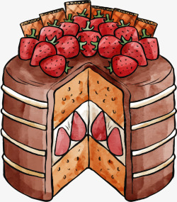 草莓装饰夹心蛋糕素材