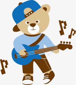 小熊弹吉他矢量图素材