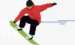 矢量滑雪板滑雪杆帅气的玩滑雪板的人高清图片