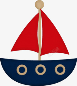 卡通简约装饰小船船帆素材
