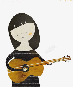 弹吉他的女孩素材