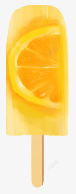 冰棒手绘橙子雪糕元素高清图片