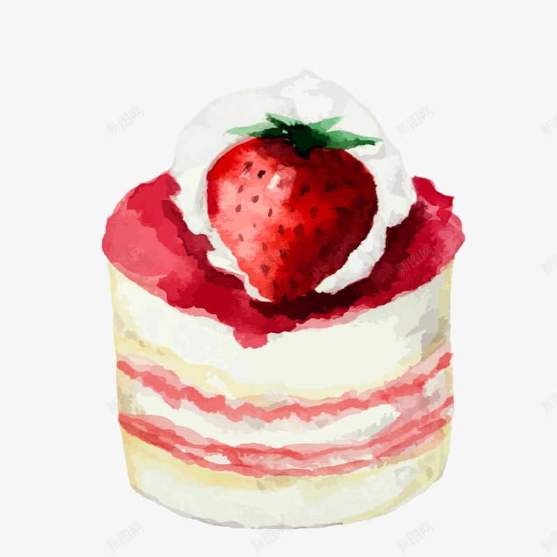 水彩手绘草莓蛋糕png免抠素材_88icon https://88icon.com 下午茶 手绘 植物 水彩 草莓 蛋糕 食物