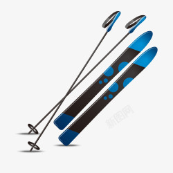 滑雪板滑雪杆矢量图素材