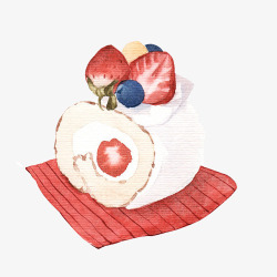 草莓面包手绘画片素材