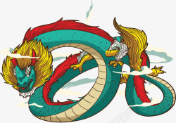 手绘中国风绿色的龙矢量图素材
