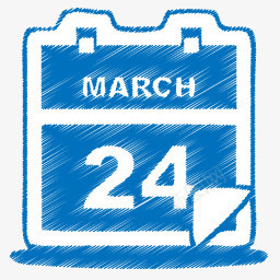 蓝色的3月日历origami图标图标