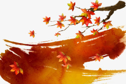 水印花纹素材手绘枫叶高清图片