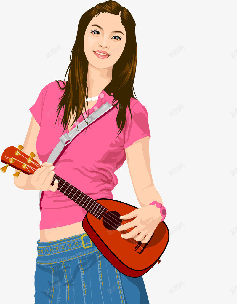 手绘弹吉他的美女png免抠素材_88icon https://88icon.com 娱乐 弹吉他的美女 手绘