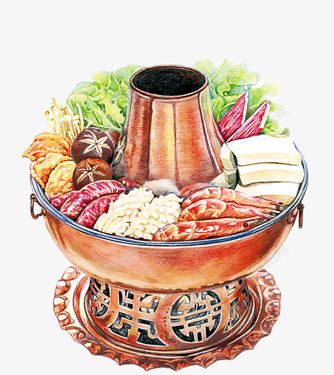 火锅png免抠素材_88icon https://88icon.com 中国风 中国龙火锅 手绘 火锅 美食 铜火锅 食材 食物