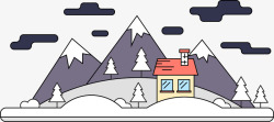 雪地景观雪地和山峰矢量图高清图片