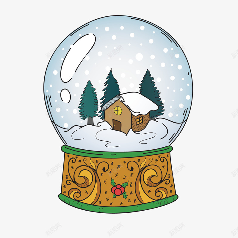 圣诞下雪的村庄玻璃球png免抠素材_88icon https://88icon.com 下雪 卡通 圣诞节 手绘 木屋 透明