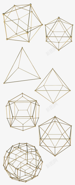 四维简笔线条六边形三角形高清图片