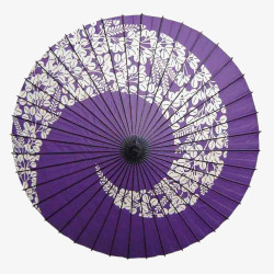 紫色白花油纸伞素材