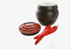 韩式酱料罐子里的辣椒酱素材